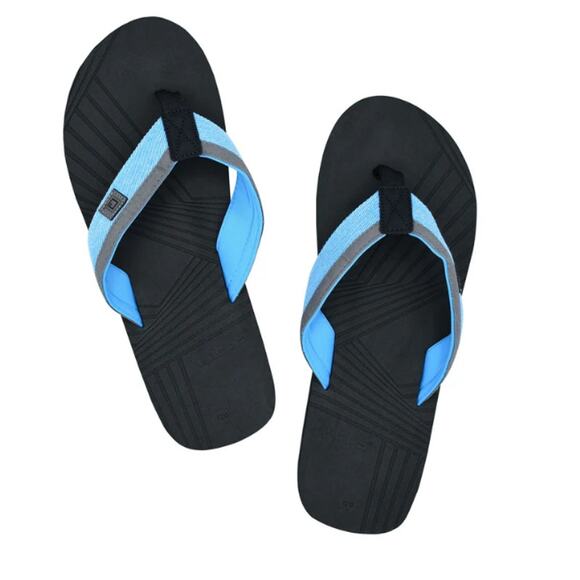 Qwave Men's Comfort Sandals, Black/Blue, Size 12/13 - Picture 1 of 4
